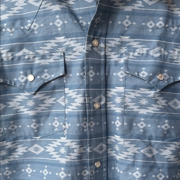 Ely Cattleman Blue Aztec Patterned Teen Snap Down Shirt NWOT Boys Large - Picture 4 of 11